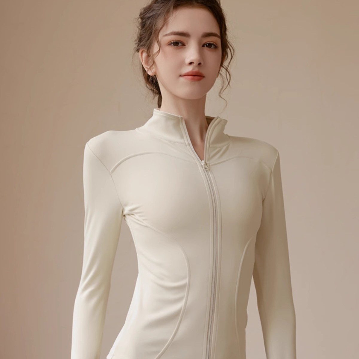 Yoga Fitness Jacket - Velvet Stand Up Collar Top for