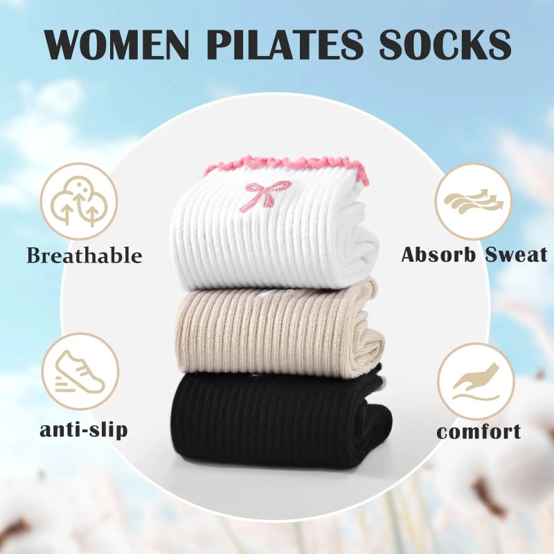 Yoga For Fitness - Professional Yoga Socks, Cotton Strap Silicone