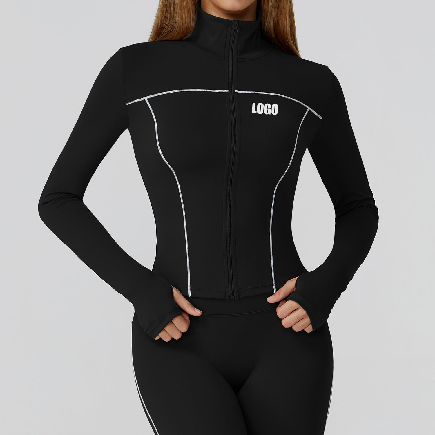 Yoga Fitness Jacket - Customized LOGO women's new contrasting color