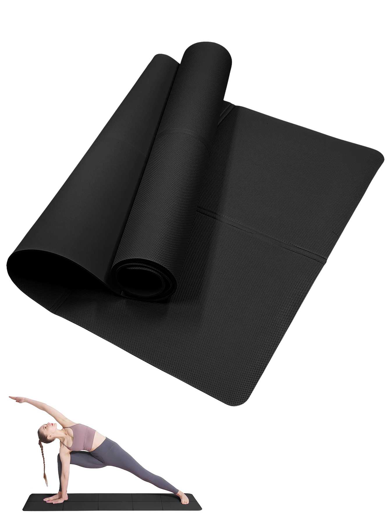 Gym Floor Mats - Foldable Yoga Mat Black Eco Friendly