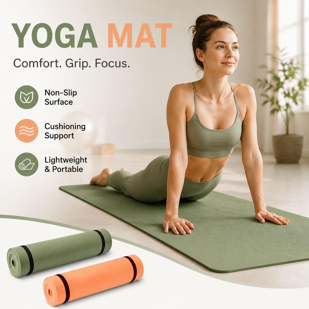 Gym Floor Mats - 180x50cm Non-slip Pilates Yoga Mat Thick