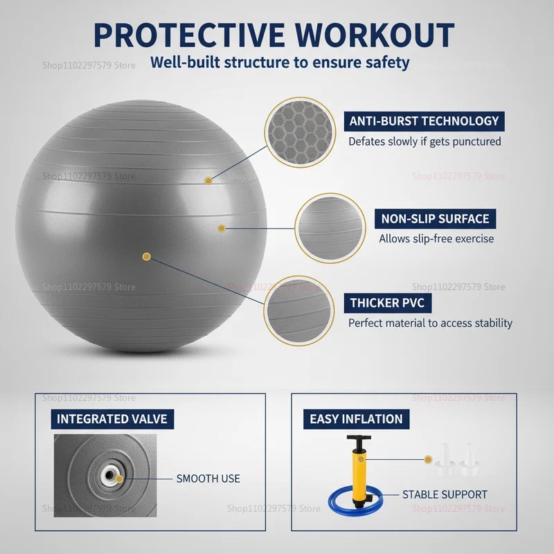 Anti-Burst Yoga Ball with Pump - Exercise Ball Stability 评论和价格
