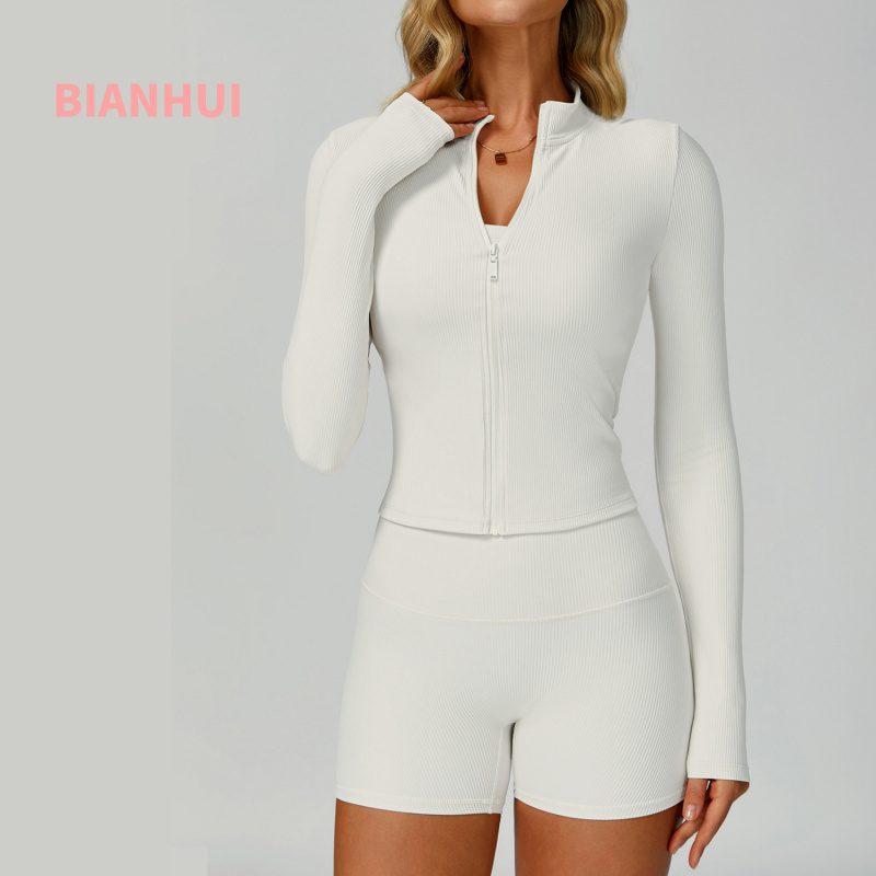 BIANHUI Threaded Stand Collar  - Yoga Fitness Jacket 评论和价格