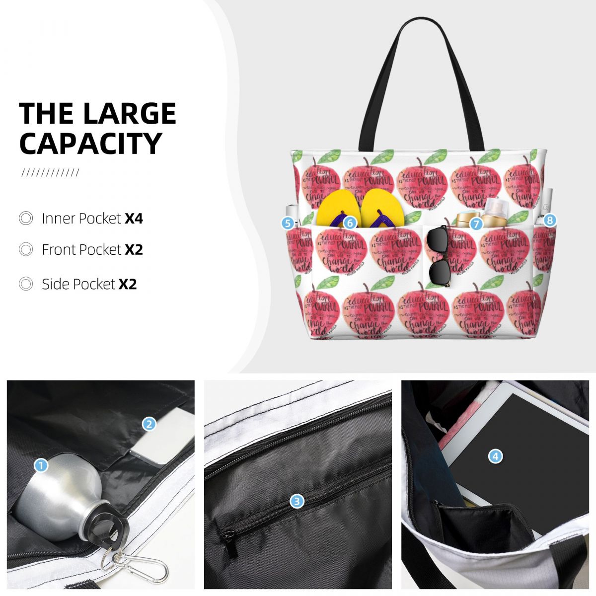 Teacher Quote Beach Tote Bag S - Yoga Fitness Teacher 评论和价格