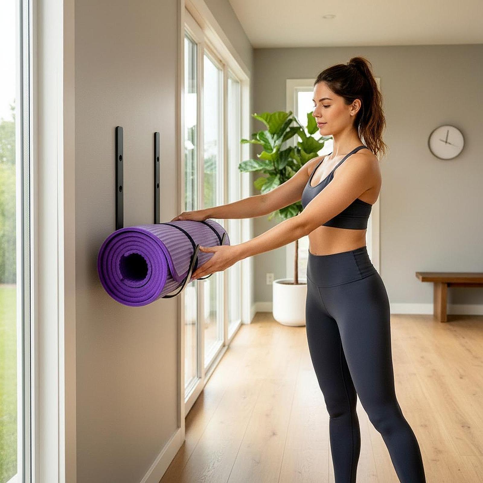 Wall Mounted Yoga Mat Holder C - Yoga And Fitness Studio 评论和价格